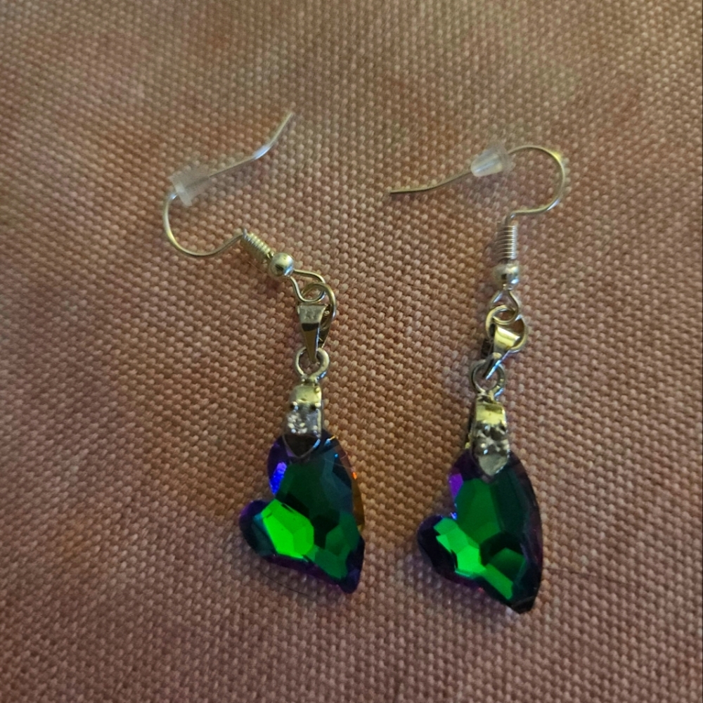 Fashion Crystal Heart Dangle Earrings